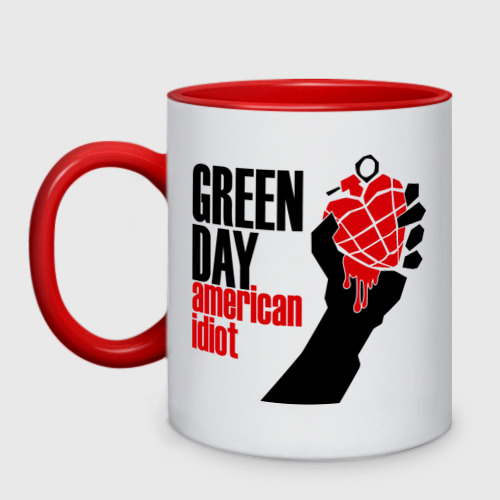 Кружка двухцветная Green day. American idiot 1, цвет белый + красный