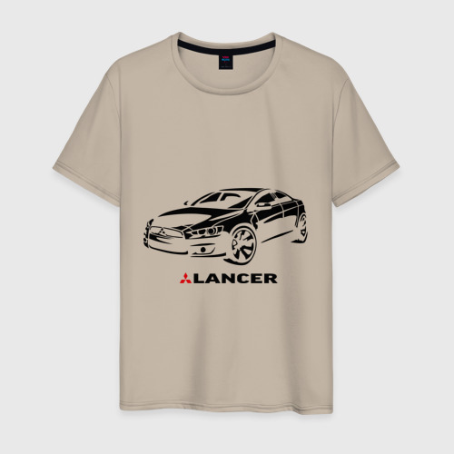 Мужская футболка хлопок Mitsubishi Lancer, цвет миндальный