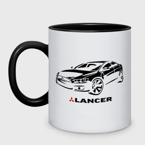 Кружка двухцветная Mitsubishi Lancer, цвет белый + черный