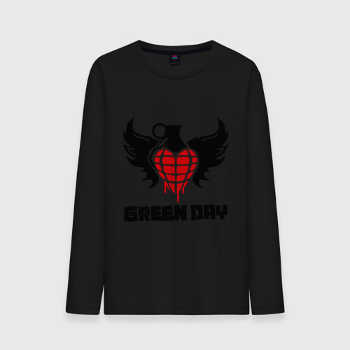 Мужской лонгслив хлопок Green Day Wings, цвет черный