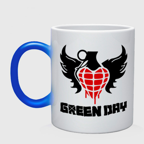 Кружка хамелеон Green Day Wings, цвет белый + синий