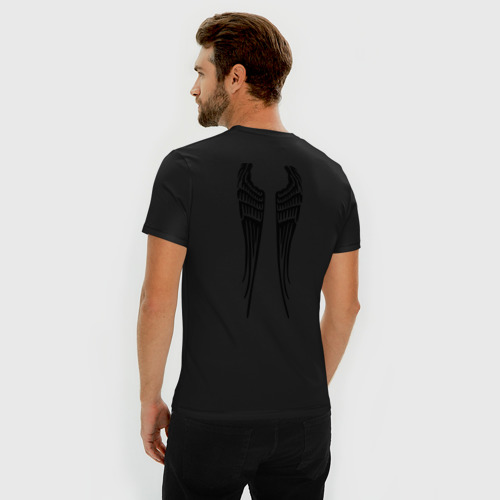 Мужская футболка хлопок Slim Крылья Ангела, цвет черный - фото 4