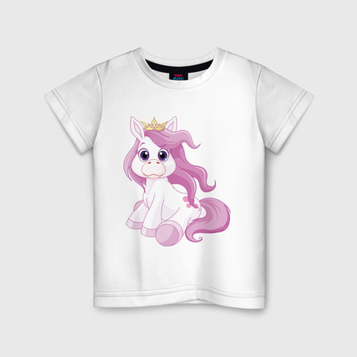 Детская футболка хлопок Пони (маленькая принцесса), цвет белый