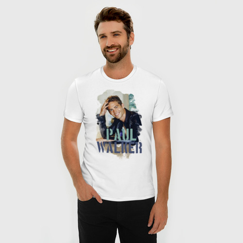Мужская футболка хлопок Slim Paul Walker, цвет белый - фото 3