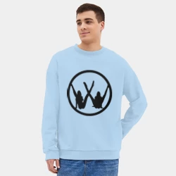 Мужской свитшот oversize без начеса хлопок Две девушки значок - фото 2