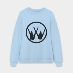 Мужской свитшот oversize без начеса хлопок Две девушки значок