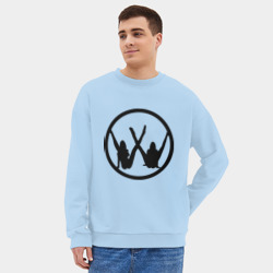 Мужской свитшот oversize без начеса хлопок Две девушки значок - фото 2