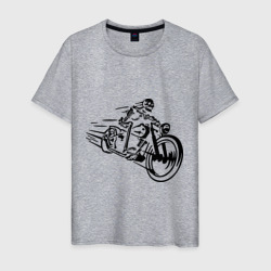 Мужская футболка хлопок Скелет на мотоцикле