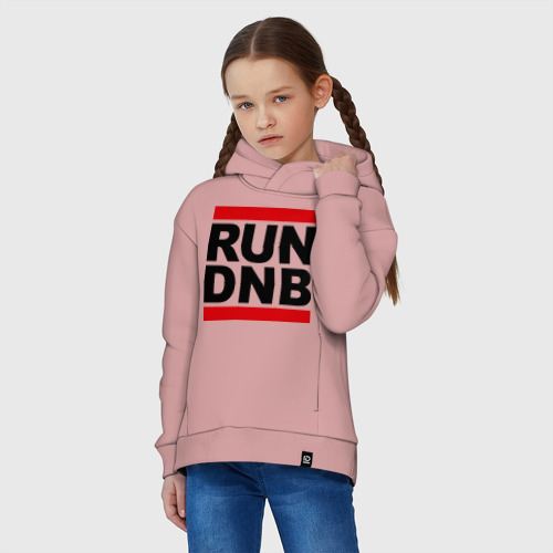 Детское худи Oversize хлопок Run DNB, цвет пыльно-розовый - фото 3