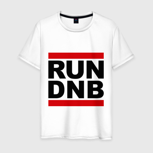 Мужская футболка из хлопка с принтом Run DNB, вид спереди №1