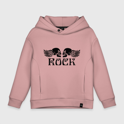 Детское худи Oversize хлопок Rock Рок, цвет пыльно-розовый