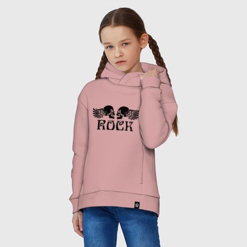 Детское худи Oversize хлопок Rock Рок, цвет пыльно-розовый - фото 3