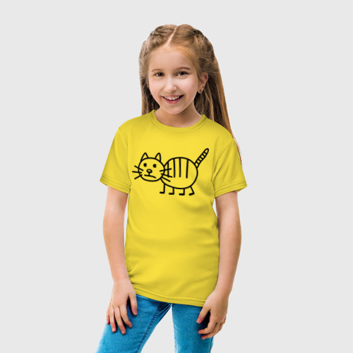 Детская футболка хлопок Рисунок кота, цвет желтый - фото 5