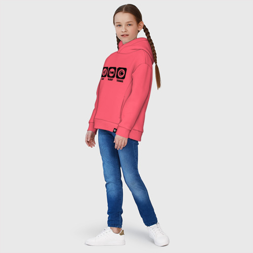 Детское худи Oversize хлопок Eat Sleep Tennis Еда, Сон, Теннис, цвет коралловый - фото 5