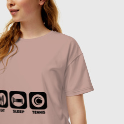 Женская футболка хлопок Oversize Eat Sleep Tennis Еда, Сон, Теннис - фото 2