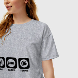 Женская футболка хлопок Oversize Eat Sleep Tennis Еда, Сон, Теннис - фото 2