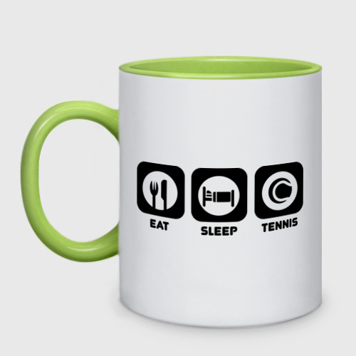 Кружка двухцветная с принтом Eat Sleep Tennis (Еда, Сон, Теннис), вид спереди #2