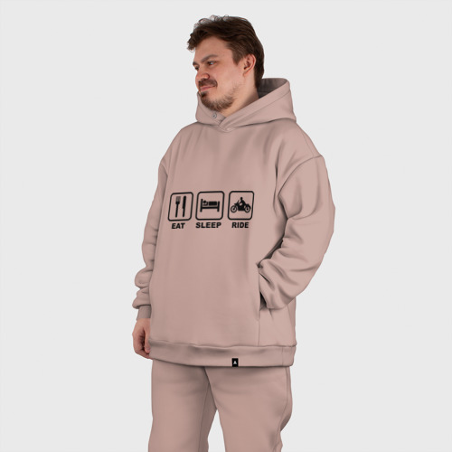 Мужской костюм oversize хлопок Eat Sleep Ride, цвет пыльно-розовый - фото 7