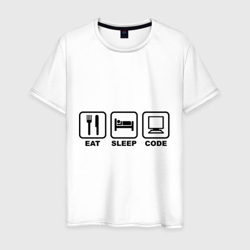 Мужская Футболка Eat sleep code (Ешь, Спи, Программируй) (хлопок)