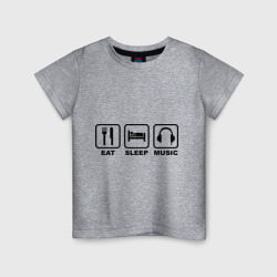 Детская футболка хлопок Eat Sleep Music Еда, Сон, Музыка