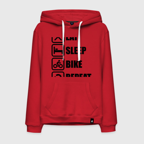 Мужская толстовка хлопок Eat Sleep Bike Repeat, цвет красный