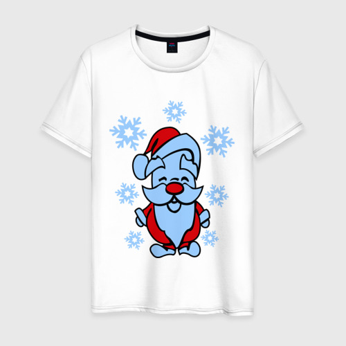Мужская футболка хлопок Дед  Мороз в снегу