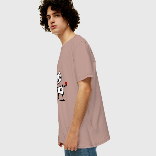 Мужская футболка хлопок Oversize Роботы мальчик парная, цвет пыльно-розовый - фото 5