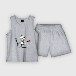 Детская пижама с шортами хлопок Роботы мальчик парная