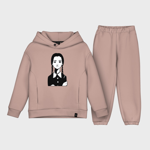 Детский костюм хлопок Oversize Wednesday Addams, цвет пыльно-розовый