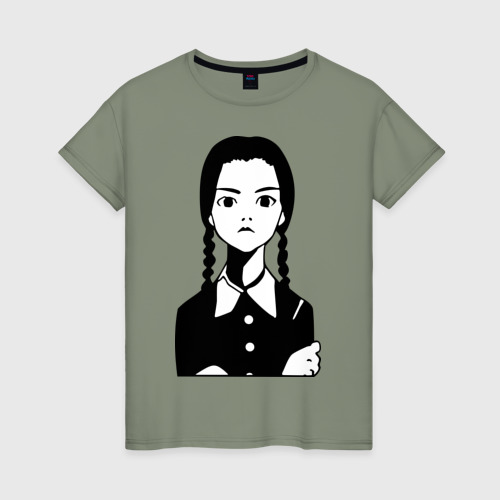 Женская футболка хлопок Wednesday Addams, цвет авокадо