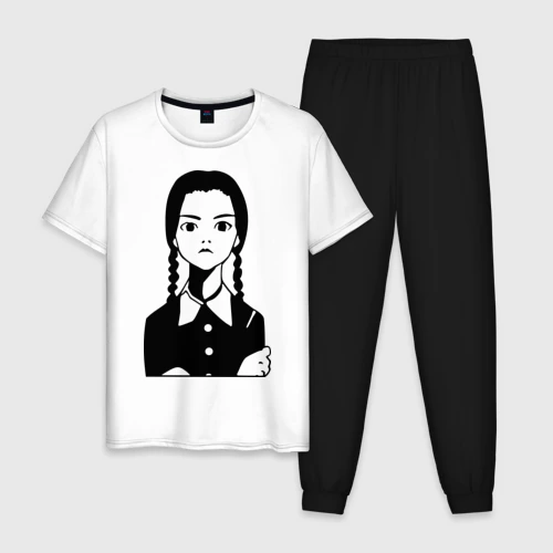 Мужская пижама с белой футболкой хлопок Wednesday Addams