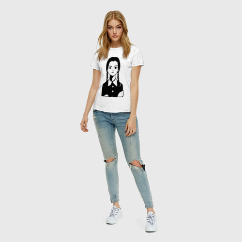 Женская футболка хлопок Wednesday Addams, цвет белый - фото 5