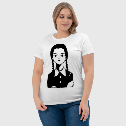 Женская футболка хлопок Wednesday Addams, цвет белый - фото 6