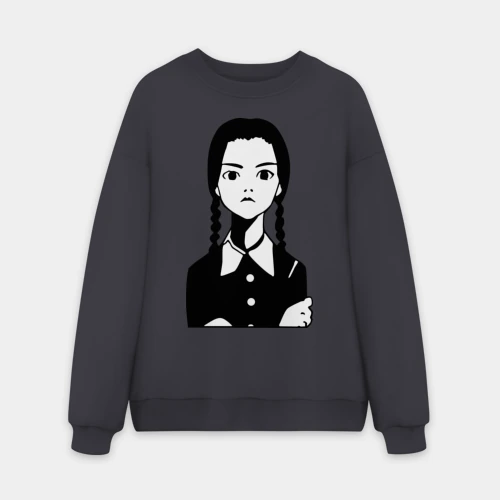 Мужской свитшот oversize без начеса хлопок Wednesday Addams