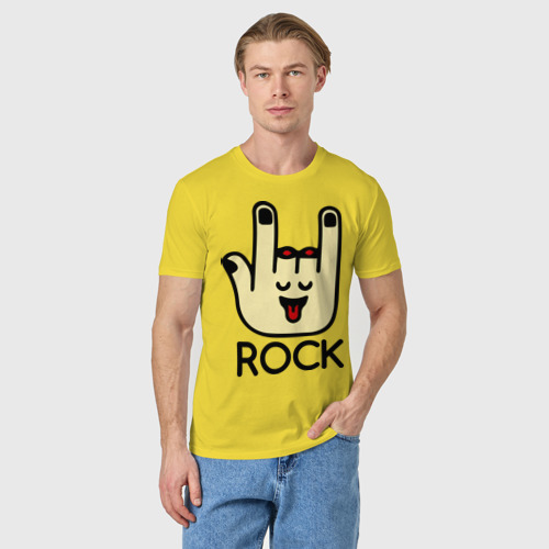 Мужская футболка хлопок Рука рокера, цвет желтый - фото 3