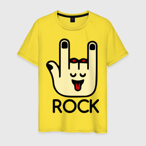 Мужская футболка хлопок Рука рокера, цвет желтый
