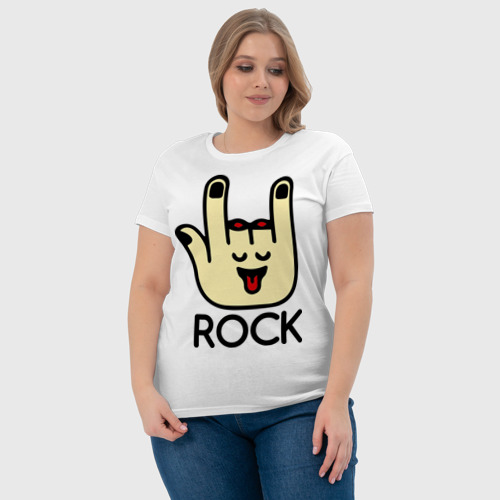 Женская футболка хлопок Рука рокера, цвет белый - фото 6