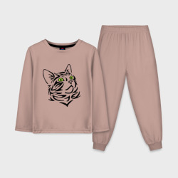 Детская пижама с лонгсливом хлопок Узор - кот