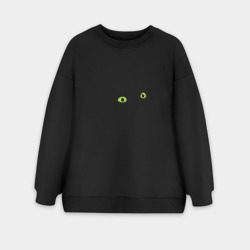 Женский свитшот oversize без начеса хлопок Узор - кот глазастый