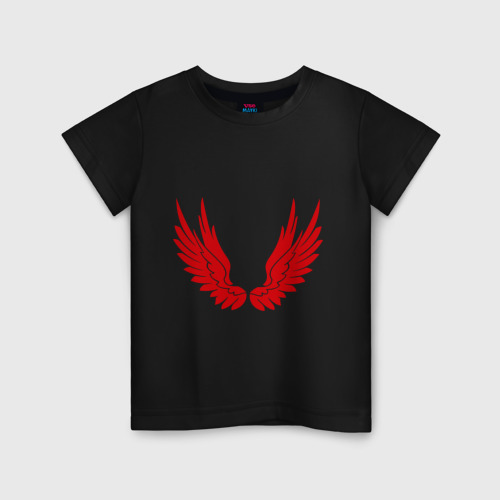 Детская футболка хлопок Крылья демона, цвет черный