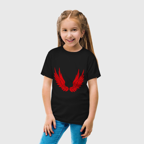 Детская футболка хлопок Крылья демона, цвет черный - фото 5