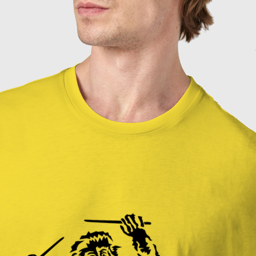 Мужская футболка хлопок Обезьяна с барабанами, цвет желтый - фото 6