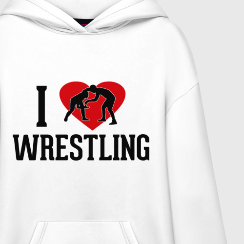 Худи SuperOversize хлопок I love wrestling, цвет белый - фото 3