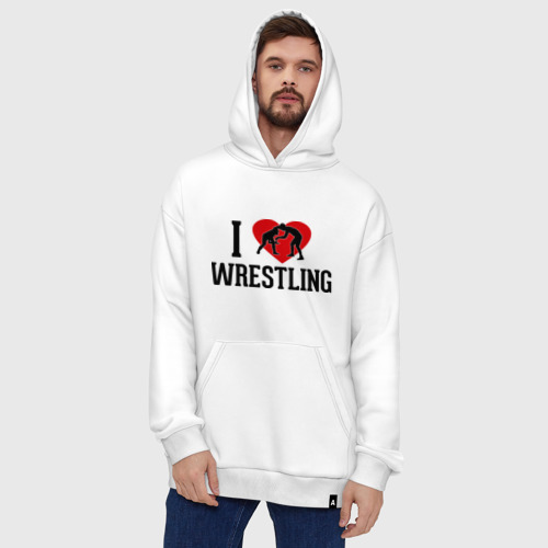 Худи SuperOversize хлопок I love wrestling, цвет белый - фото 5