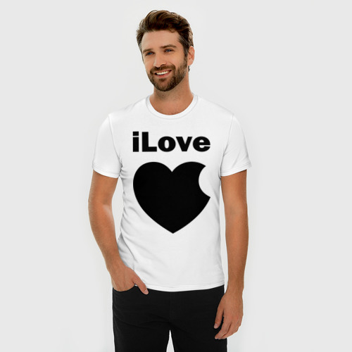 Мужская футболка хлопок Slim iLove, цвет белый - фото 3