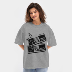 Женская футболка Oversize хлопок texturе Джойстики - фото 2
