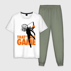 Мужская пижама с белой футболкой хлопок Баскетбол моя игра
