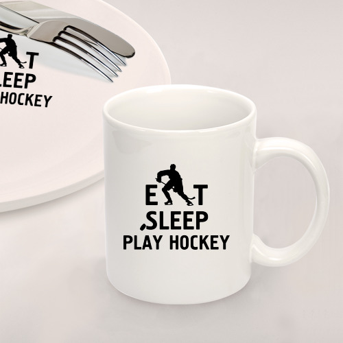 Набор: тарелка + кружка Главное в жизни - есть, спать, играть в хоккей - фото 2