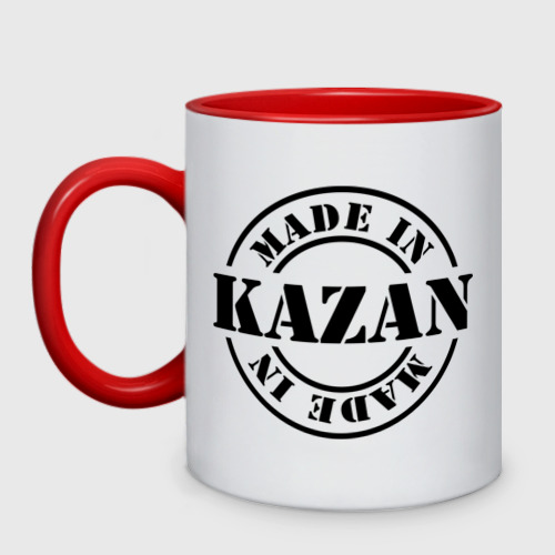Кружка двухцветная Made in Kazan (Сделано в Казани), цвет белый + красный