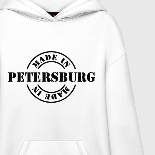 Худи SuperOversize хлопок Made in Petersburg сделано в Петербурге, цвет белый - фото 3